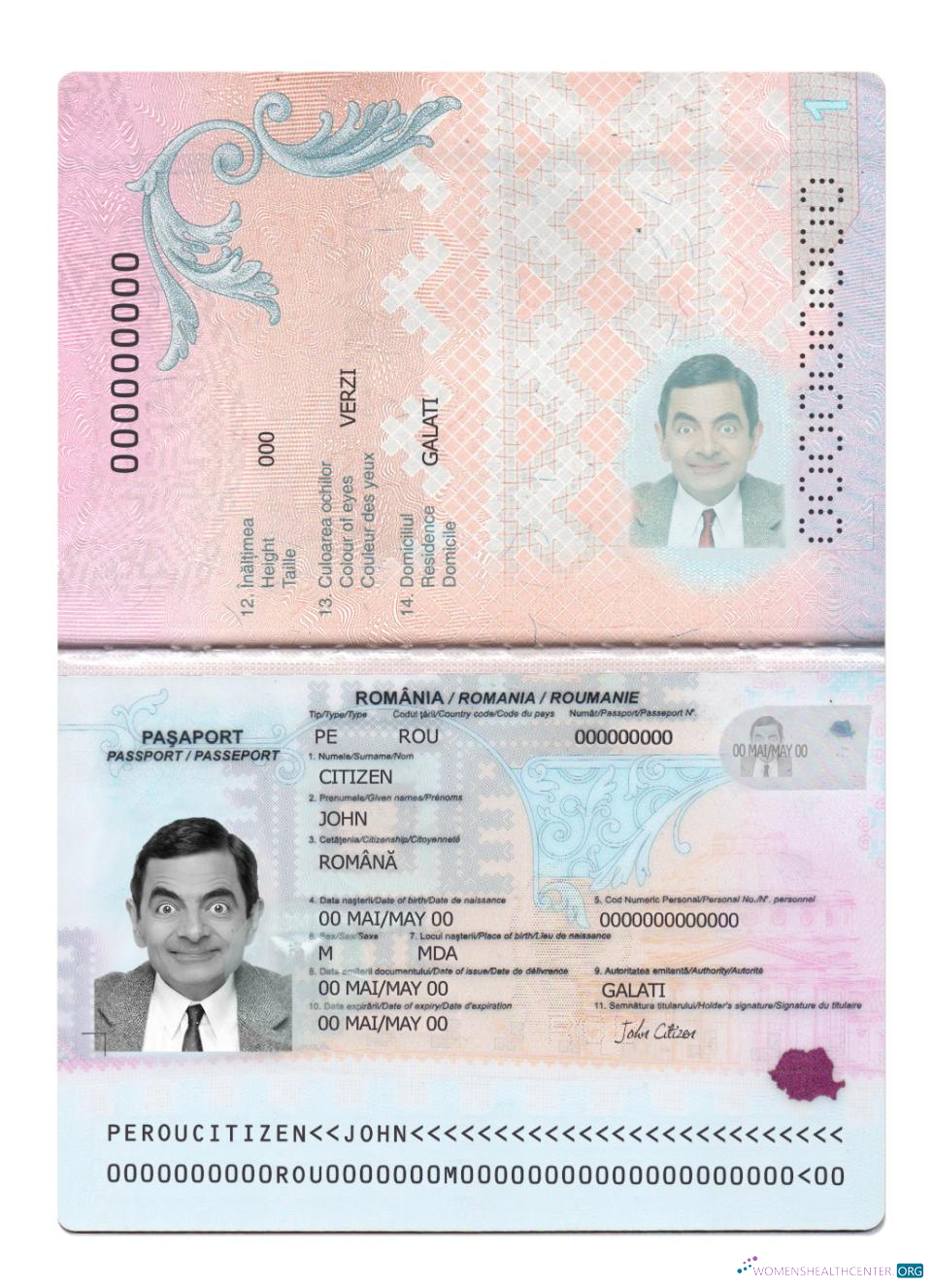 Download Romania passport 2021 present Photoshop template